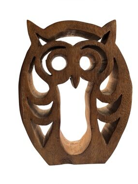 Handcrafted Wooden Owl Wall Decor - Brown 10” tall 2”wide.